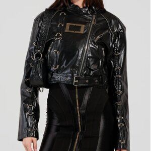 NWT AKIRA WHY SO SERIOUS METAL TRIM MOTO Size S